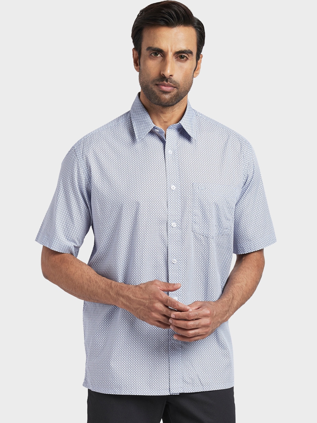 Buy ColorPlus Men Blue Regular Fit Printed Casual Shirt - Shirts for ...