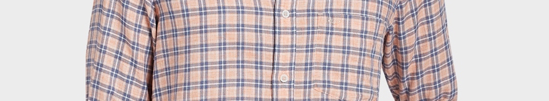 Buy ColorPlus Men Orange & Blue Slim Fit Checked Casual Shirt - Shirts ...