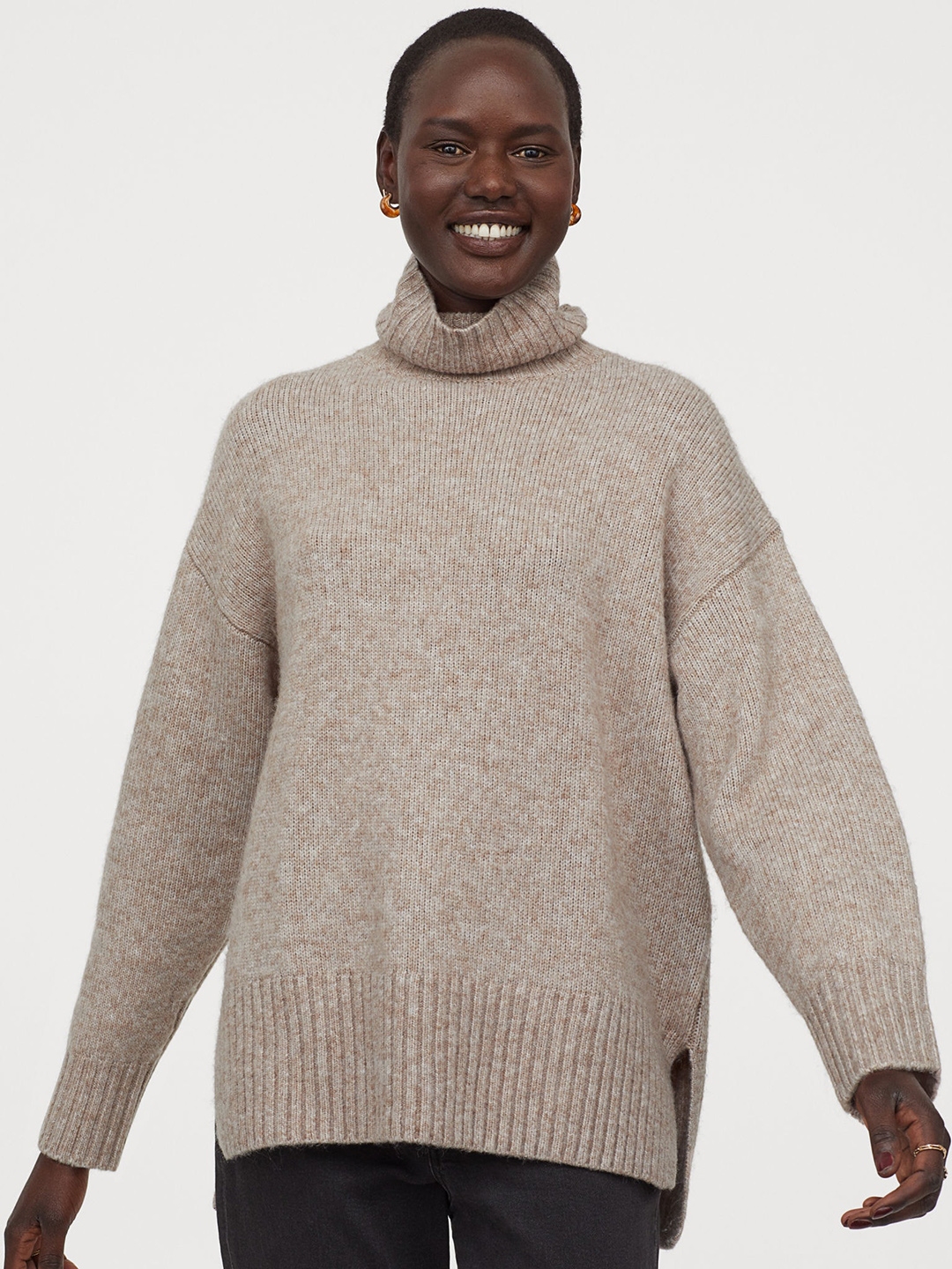 womens oversized polo neck jumper