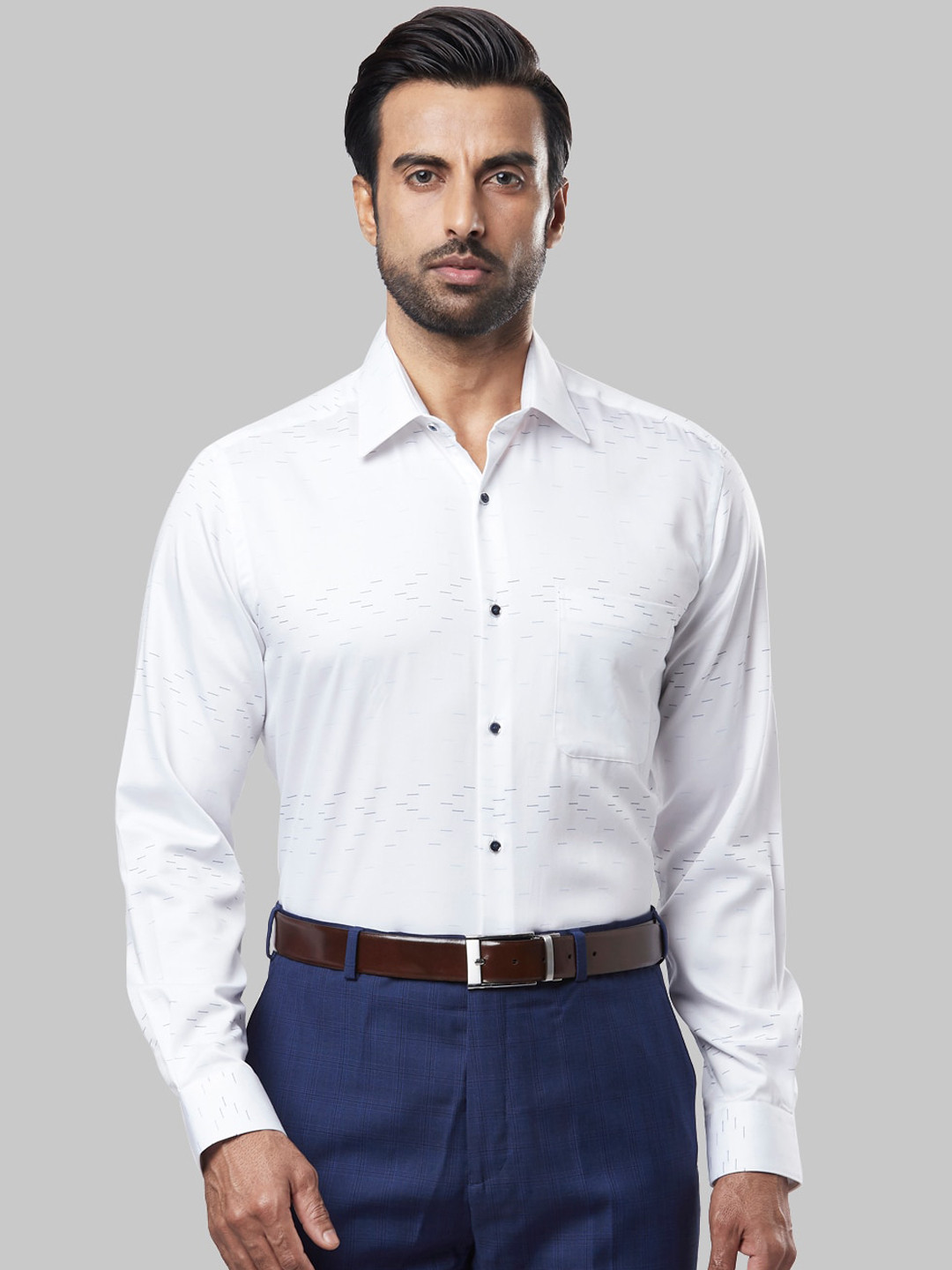 Buy Raymond Men White Regular Fit Printed Formal Shirt Shirts for Men