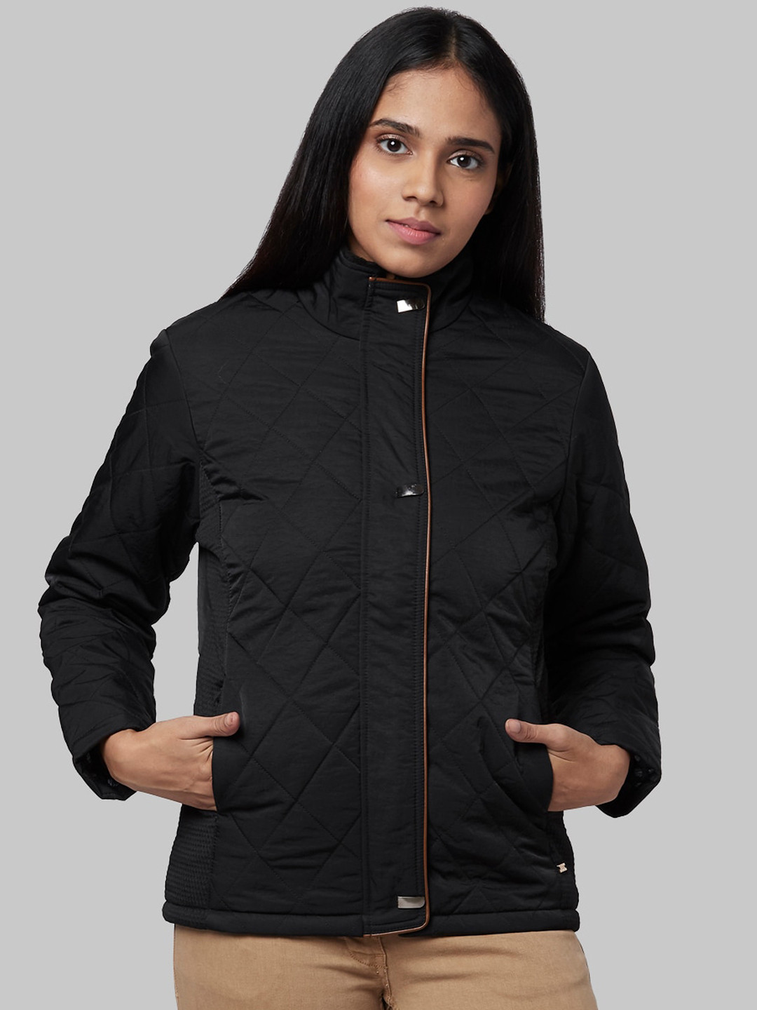 Buy Park Avenue Women Black Solid Quilted Jacket Jackets for Women