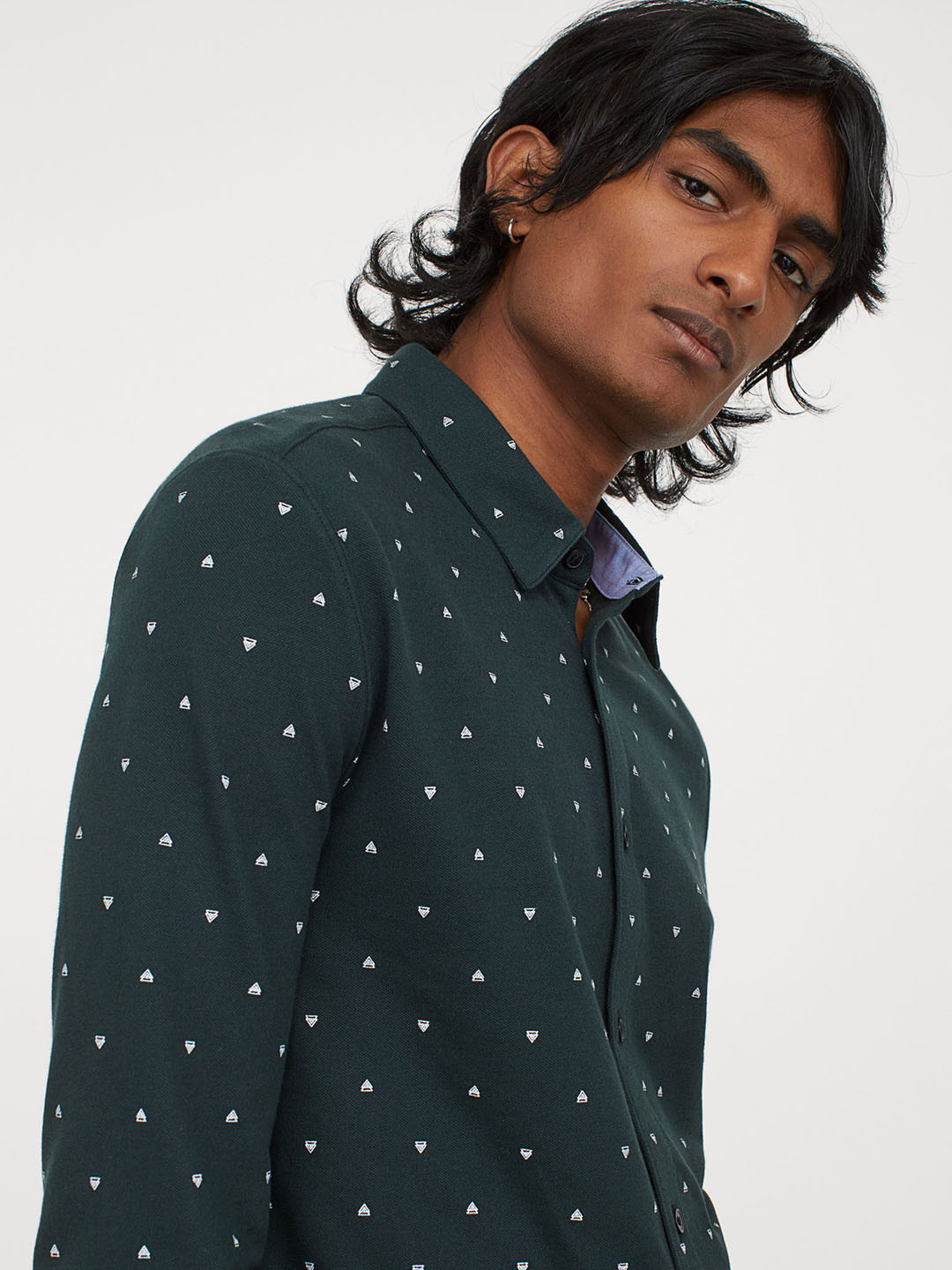 Buy H&M Men Green Printed Muscle Fit Shirt Shirts for Men 13013780