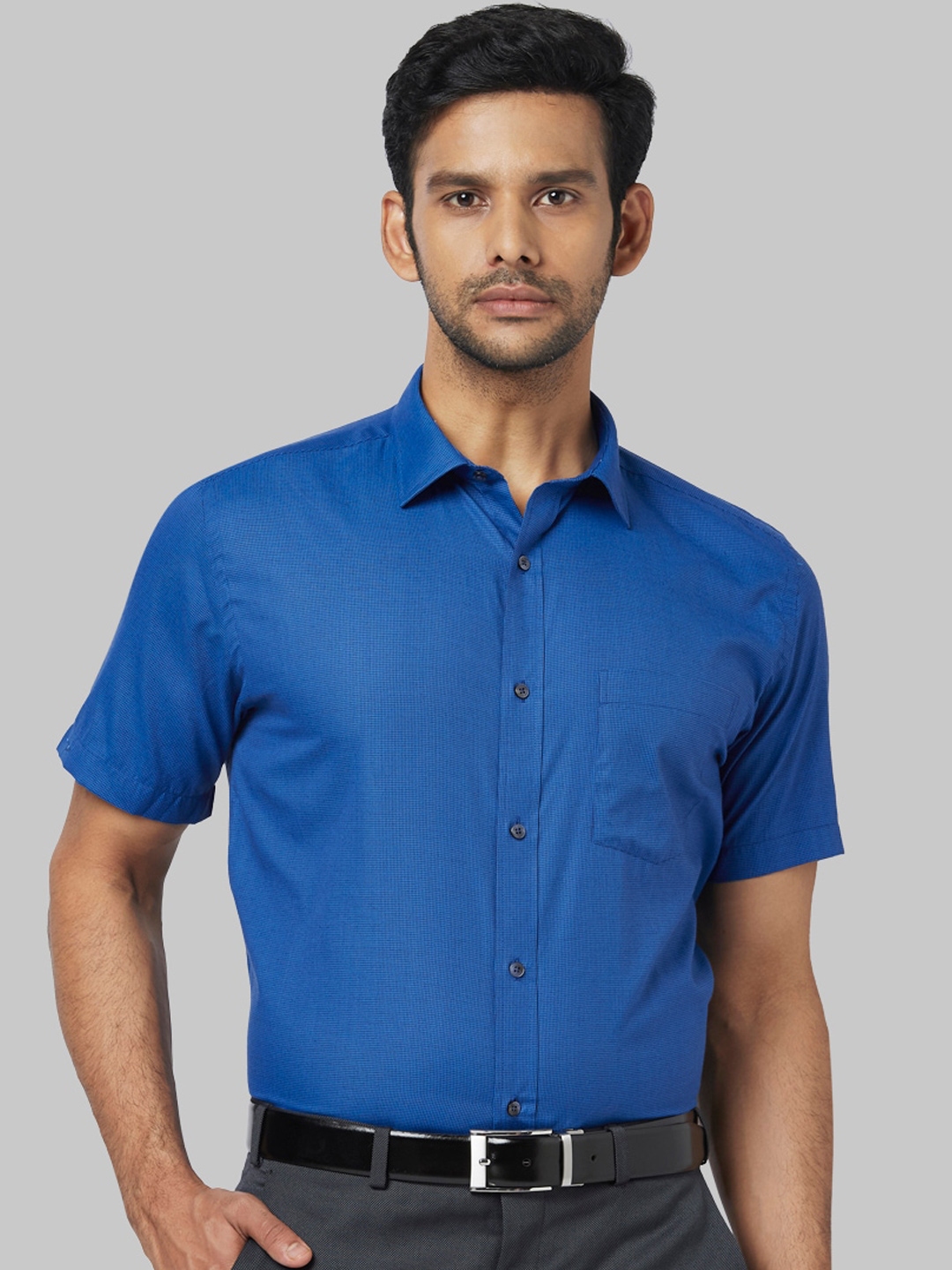 Buy Park Avenue Men Blue Regular Fit Solid Formal Shirt - Shirts for ...