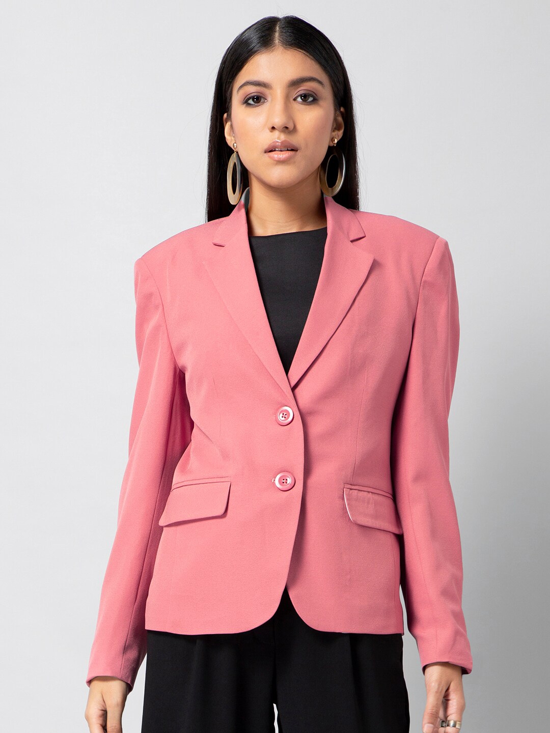 Buy FabAlley Women Pink Solid Single Breasted Blazer - Blazers for ...