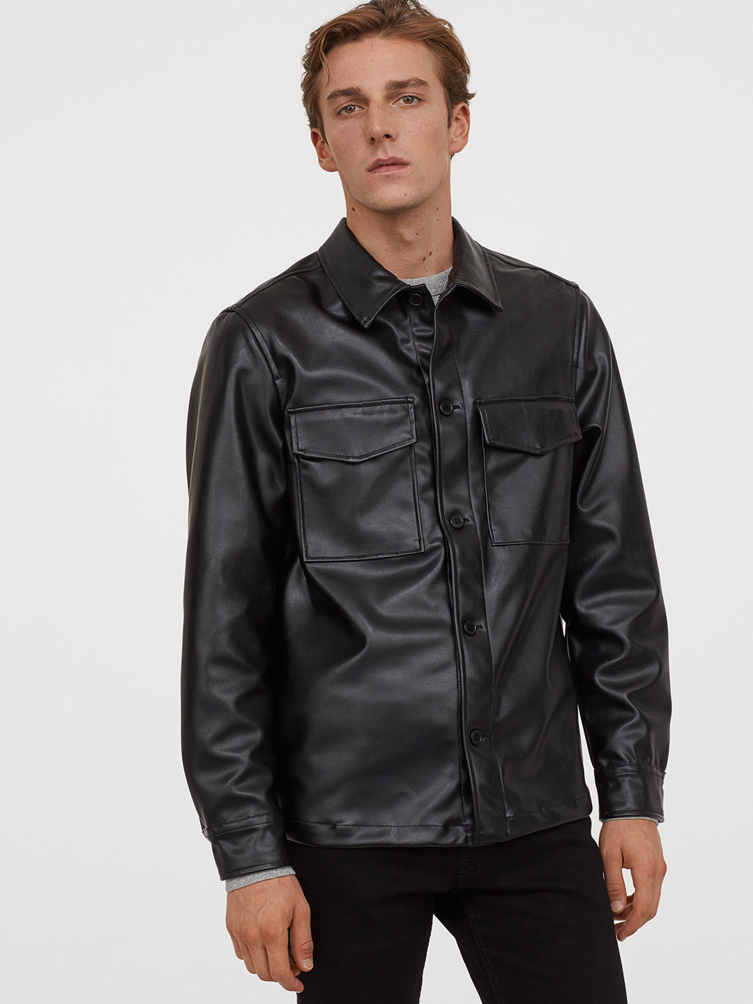 Buy H&M Men Black Shirt Jacket Regular Fit Jackets for Men 13014378 Myntra