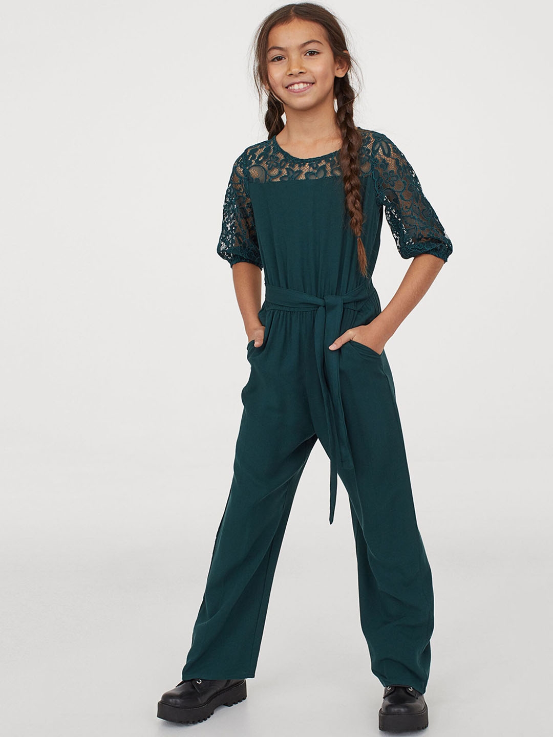 Buy H&M Girls Green Lace Detail Jumpsuit - Jumpsuit for Girls 13014264 ...
