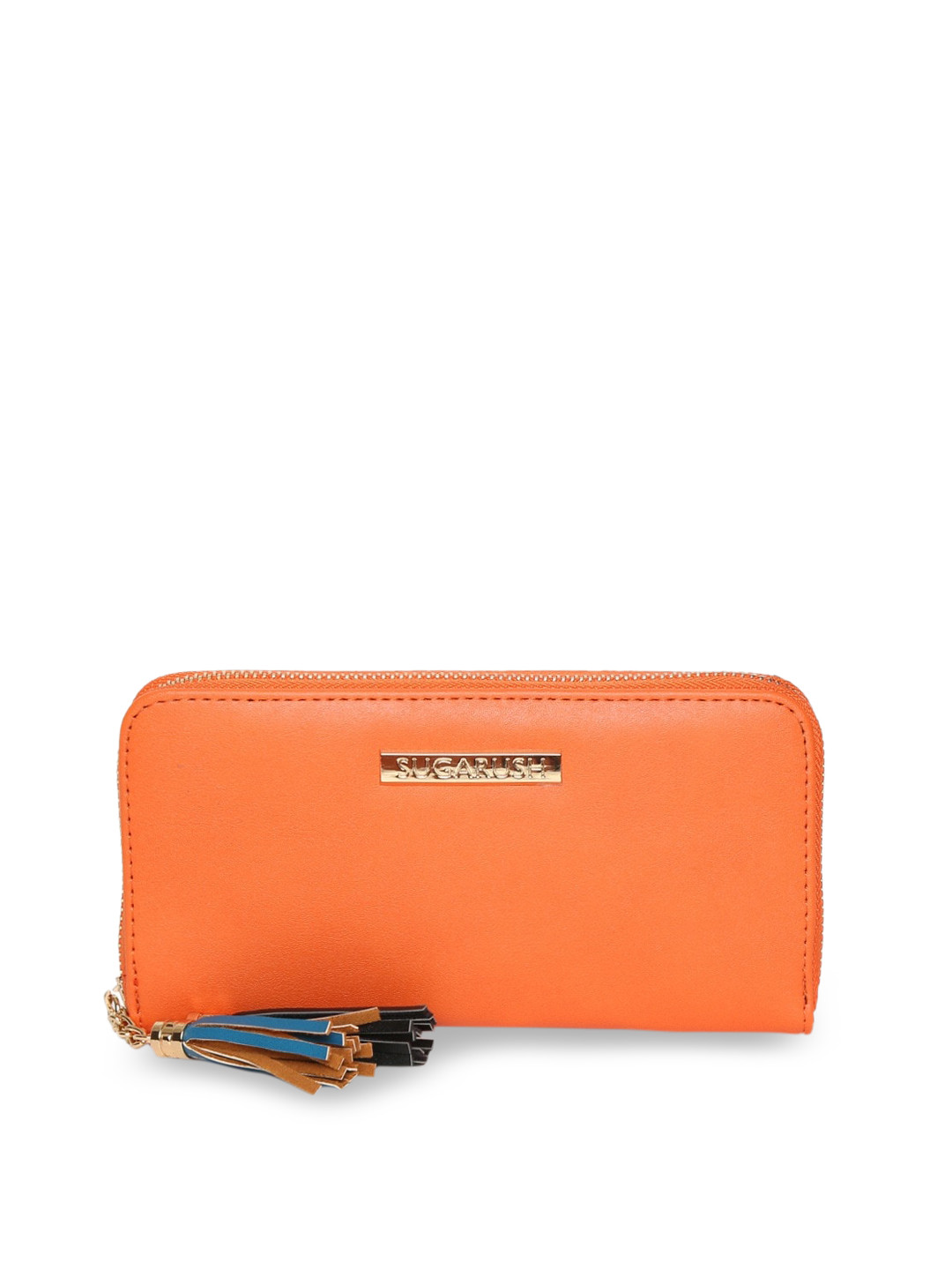 Buy Sugarush Women Orange Solid Zip Around Wallet Wallets for Women