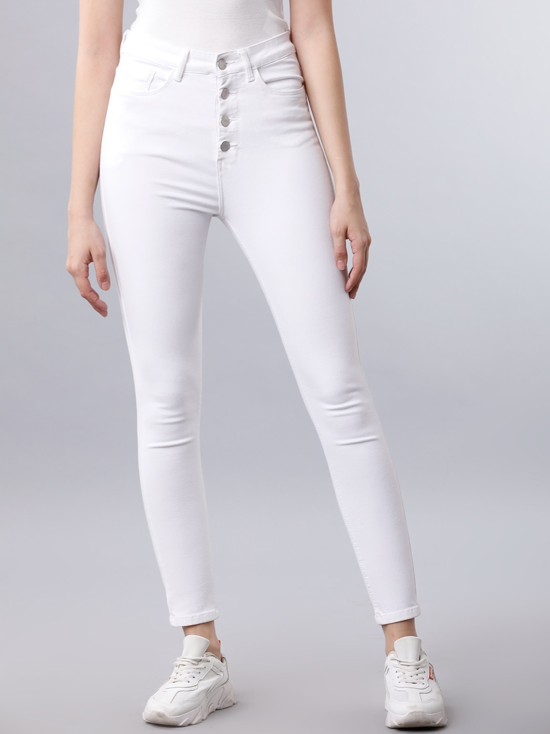 Buy Tokyo Talkies Women White Slim Fit High Rise Clean Look Jeans ...