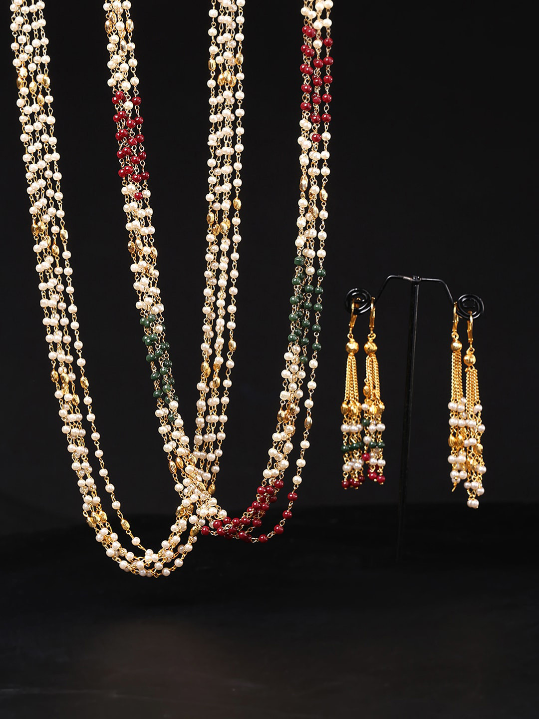 Buy Yellow Chimes Set Of 2 Gold Plated Pearl Embellished Handcrafted