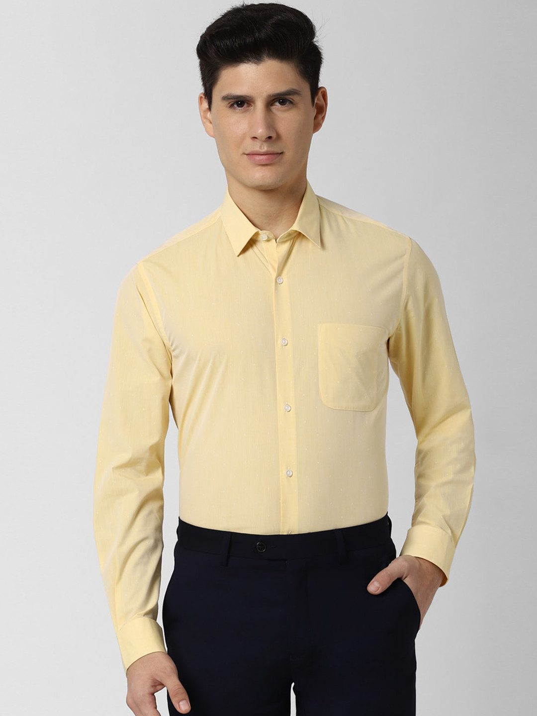 Buy Peter England Men Yellow Regular Fit Solid Formal Shirt Shirts