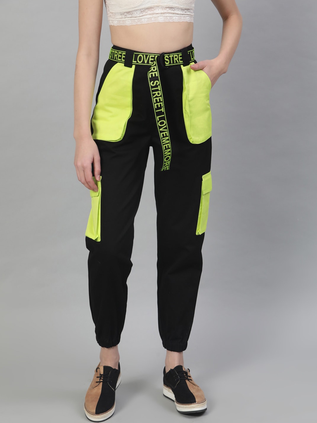 black yellow stripe joggers