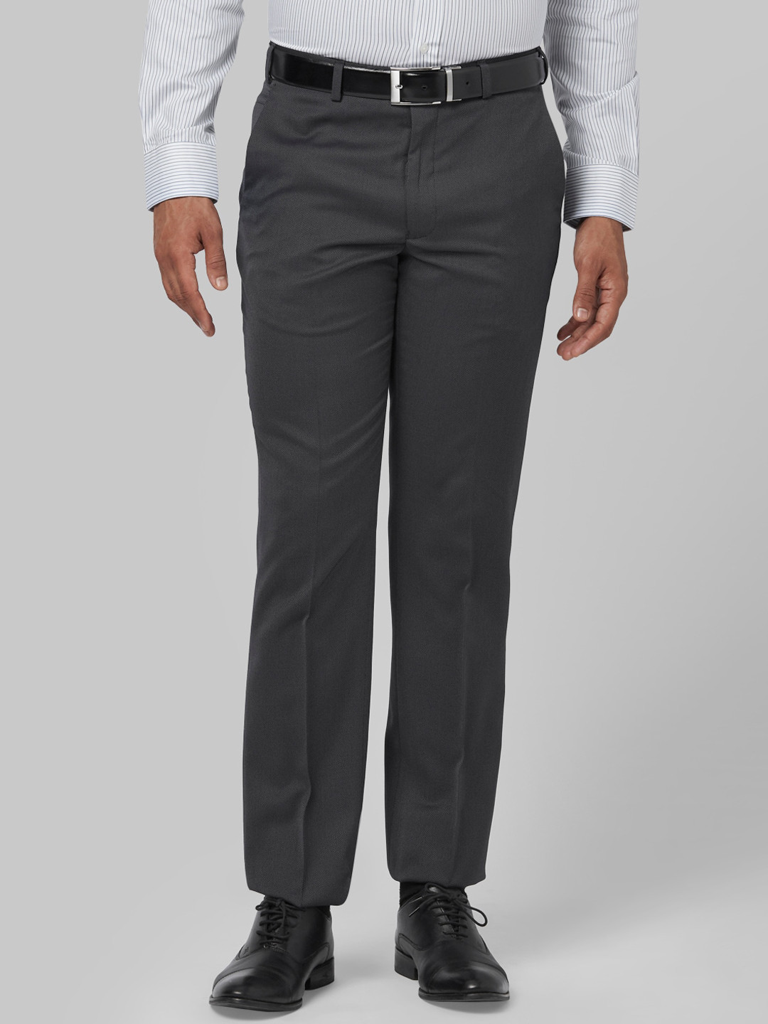 Buy Park Avenue Men Grey Regular Fit Solid Formal Trousers - Trousers ...