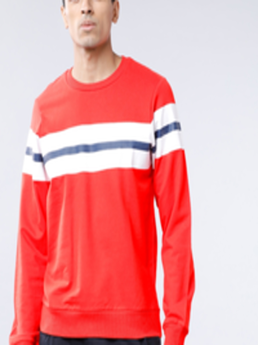 Buy HIGHLANDER Men Red & White Striped Sweatshirt - Sweatshirts for Men ...