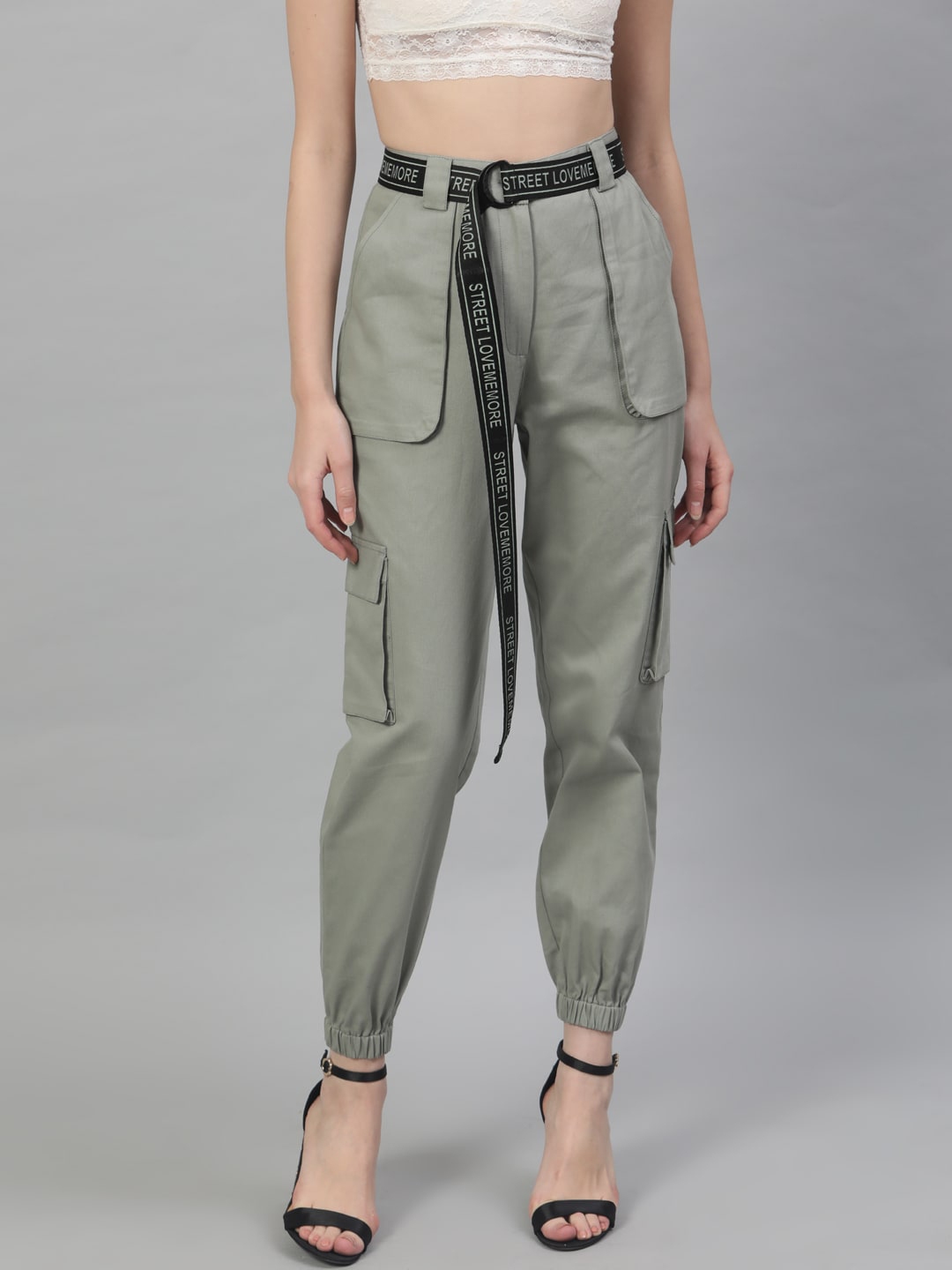 stradivarius green cargos