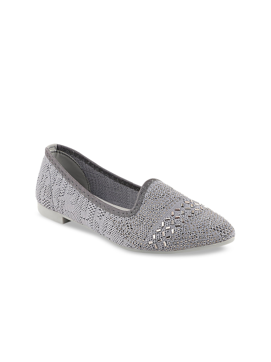 Buy Shoetopia Women Grey Embellished Ballerinas Flats for Women