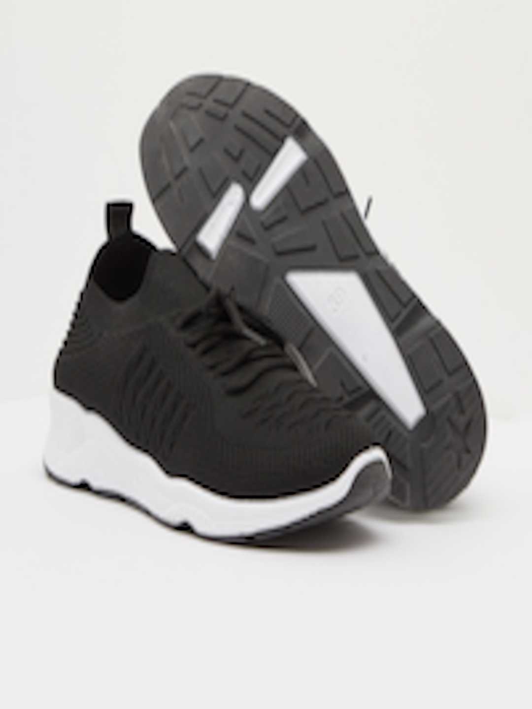 Buy Shoexpress Women Black & White Textured Running Shoes - Sports ...