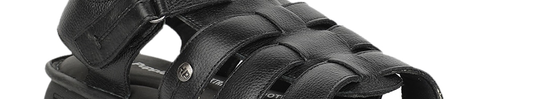 Buy Hush Puppies Men Black Solid Leather Fisherman Sandals - Sandals ...