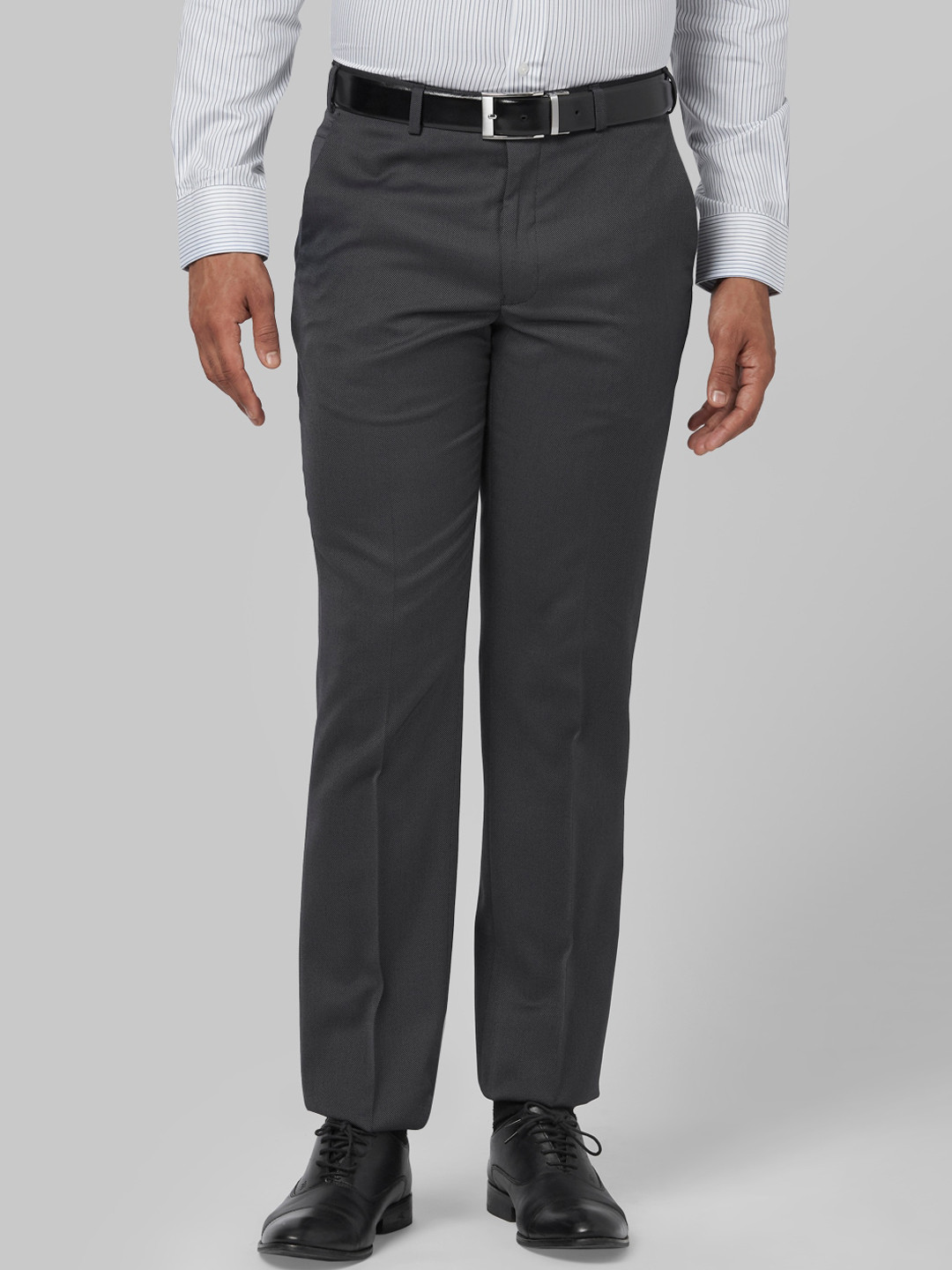Buy Park Avenue Men Grey Regular Fit Solid Formal Trousers - Trousers ...