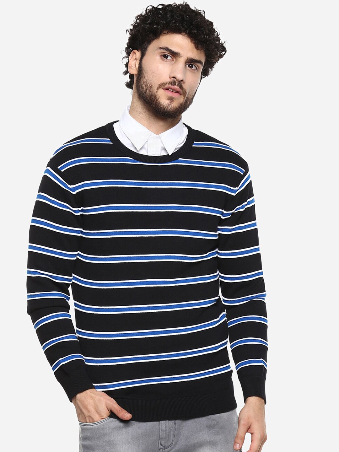 Buy Red Chief Men Navy Blue Striped Sweater - Sweaters for Men 13070644 ...