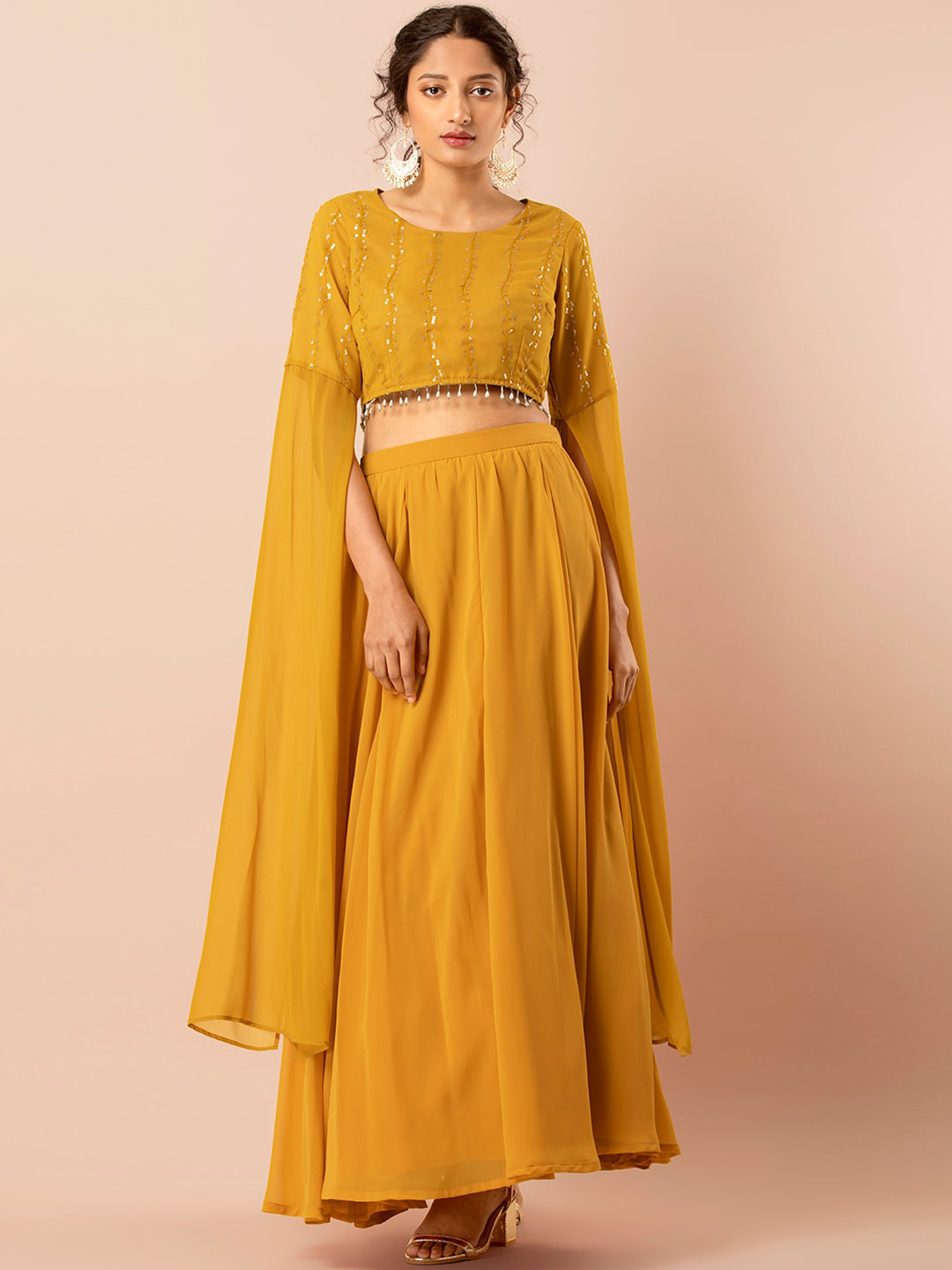 Buy INDYA Women Yellow Embellished Ethnic Crop Top Tops for Women