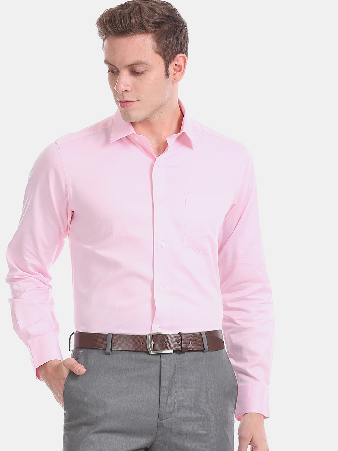 Buy Arrow Men Pink Regular Fit Solid Formal Shirt Shirts for Men