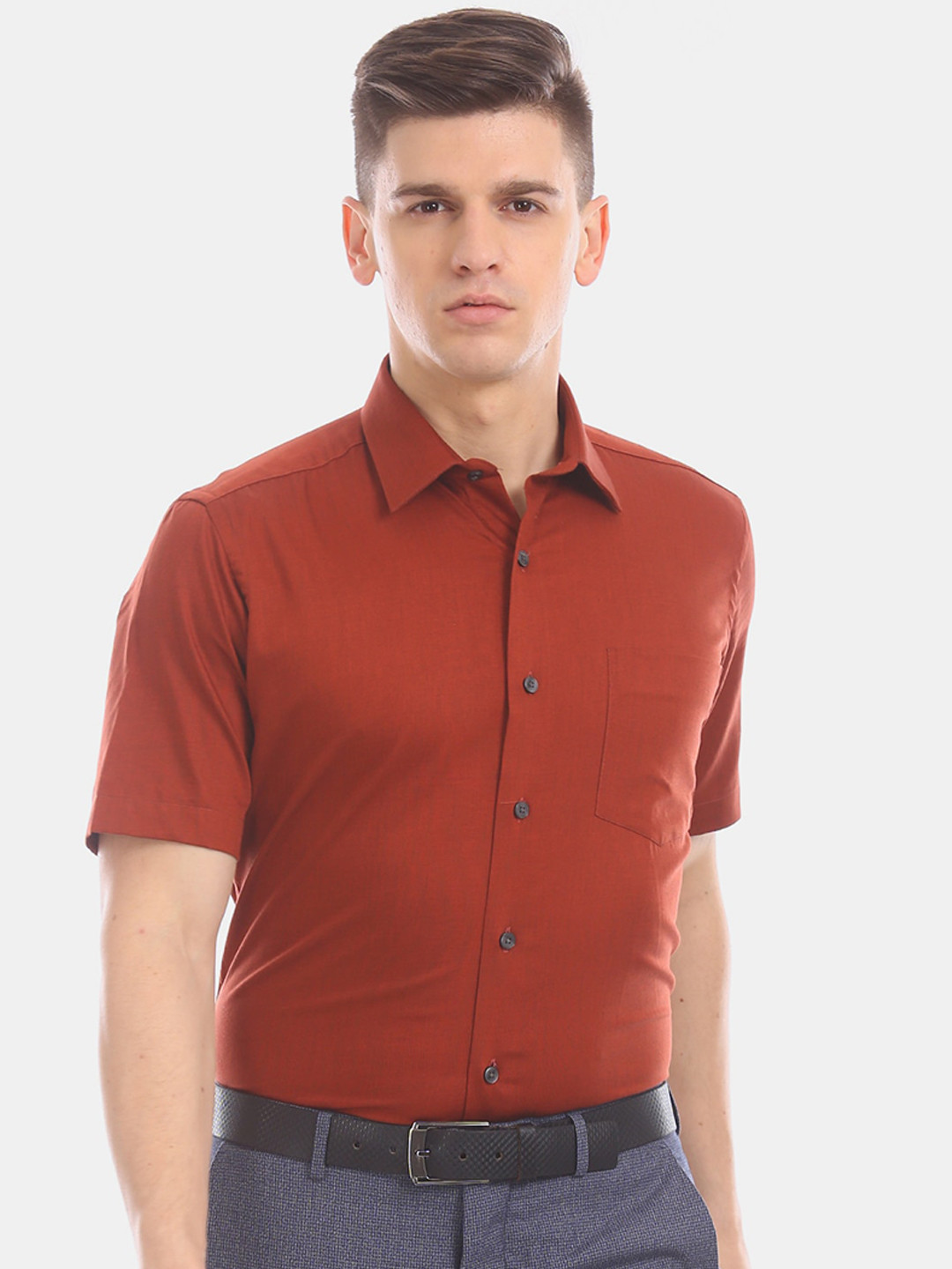 Buy Arrow Men Rust Regular Fit Solid Formal Shirt Shirts for Men