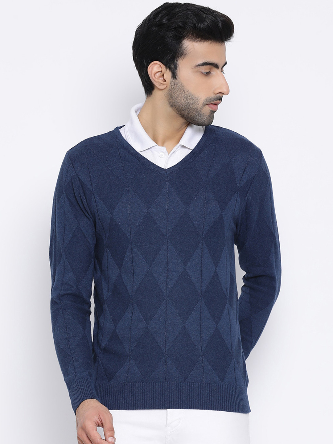 Buy Richlook Men Navy Blue Knitted Sweaters Sweaters for Men 13074492