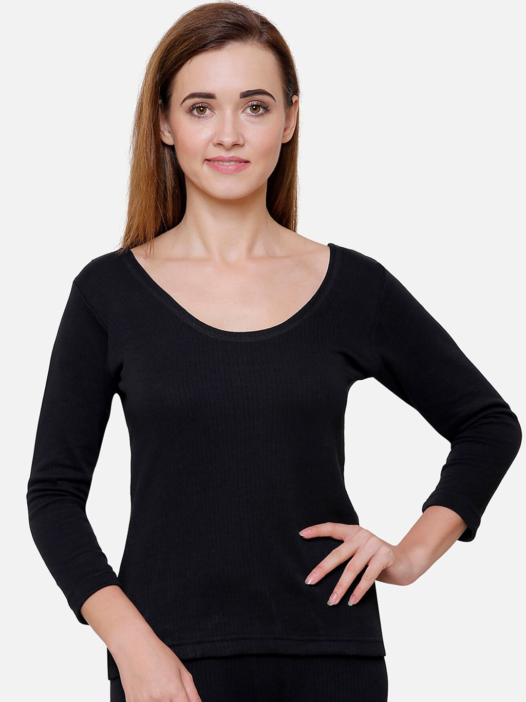 Buy BODYCARE INSIDER Women Black Solid Thermal Top Thermal Tops for