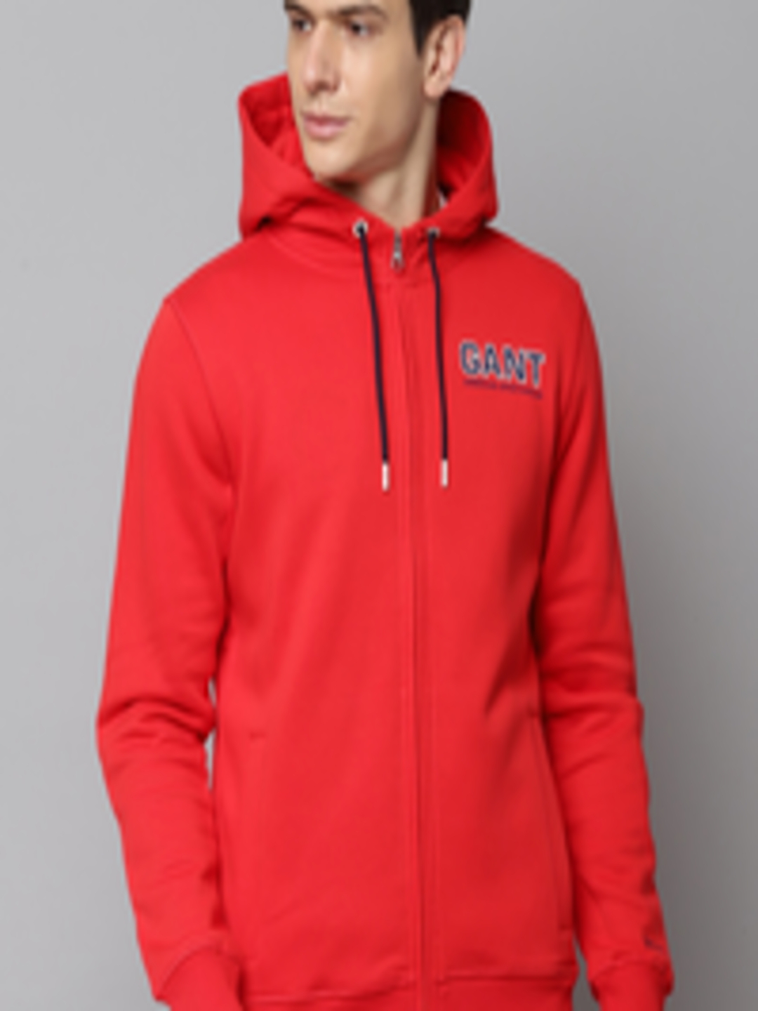Buy GANT Men Red Solid Hooded Sweatshirt - Sweatshirts for Men 13076440 ...