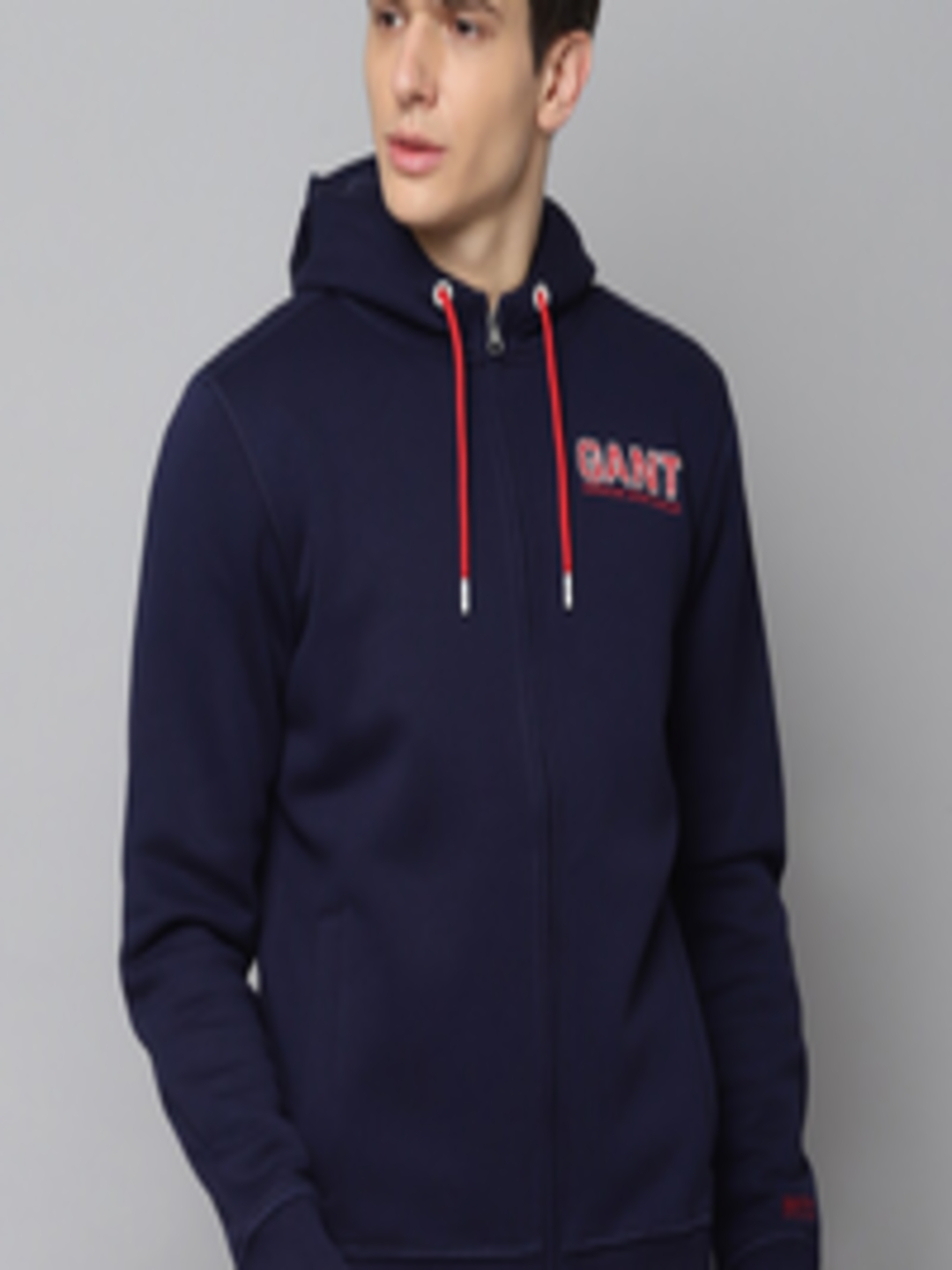 Buy GANT Men Navy Blue Solid Hooded Sweatshirt - Sweatshirts for Men ...