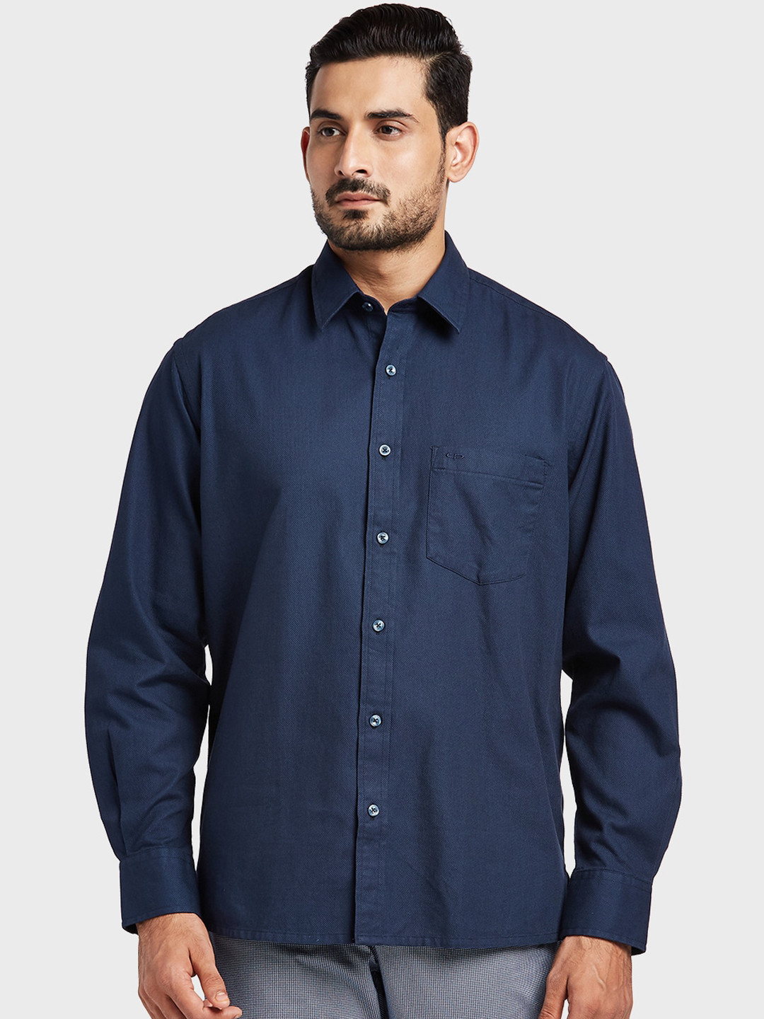 Buy ColorPlus Men Blue Regular Fit Solid Casual Shirt - Shirts for Men ...