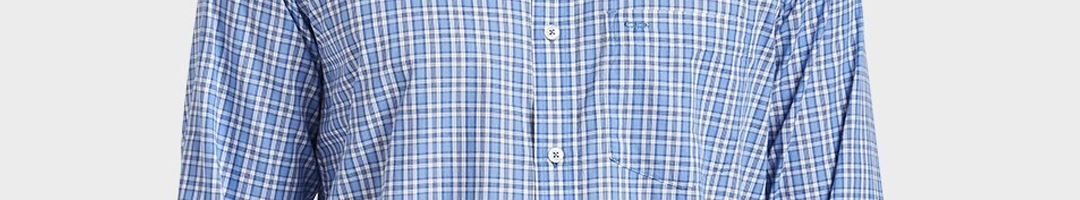 Buy ColorPlus Men Blue & White Slim Fit Checked Casual Shirt - Shirts ...