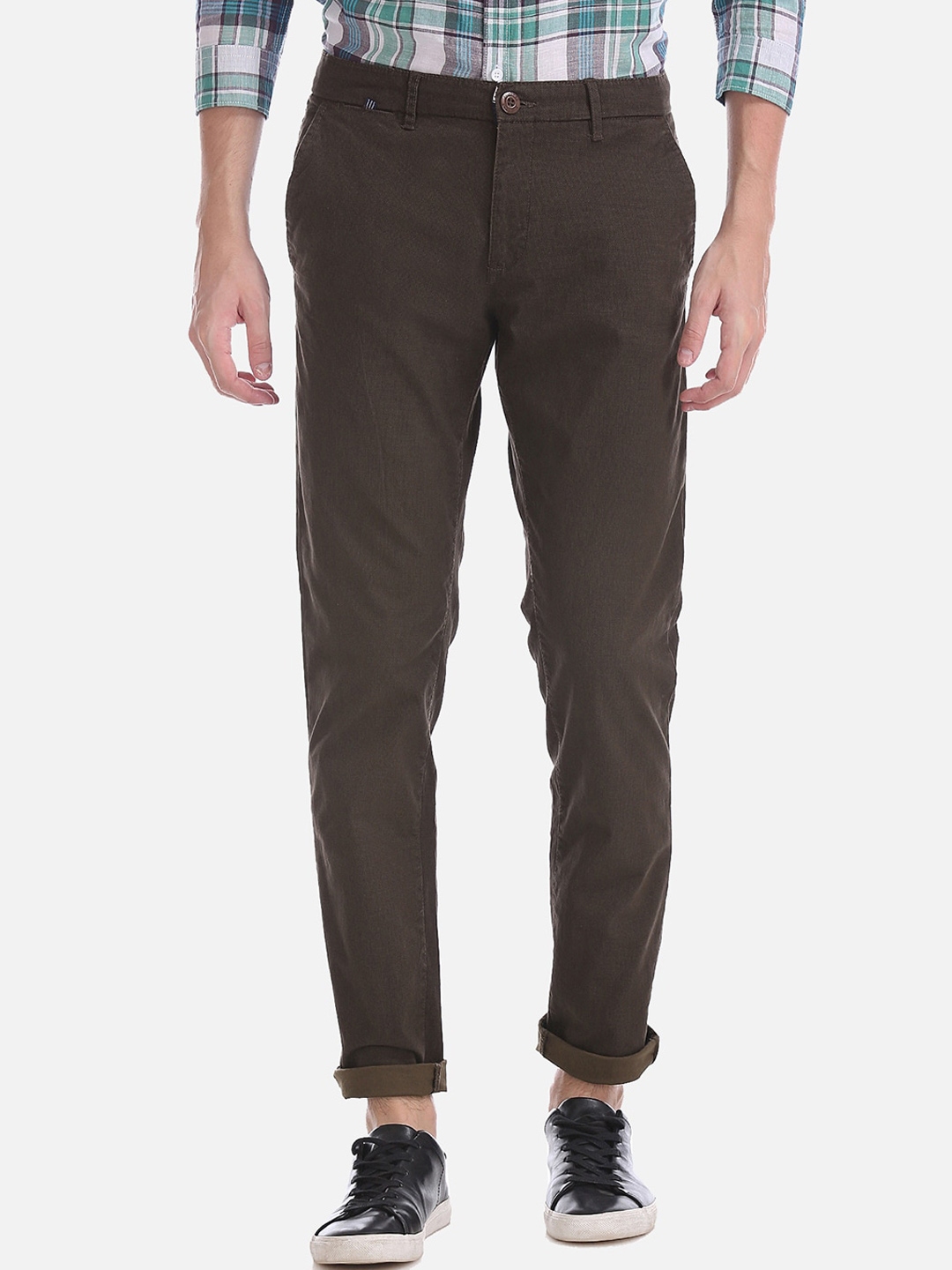 Buy Ruggers Men Brown Regular Fit Solid Regular Trousers - Trousers for ...