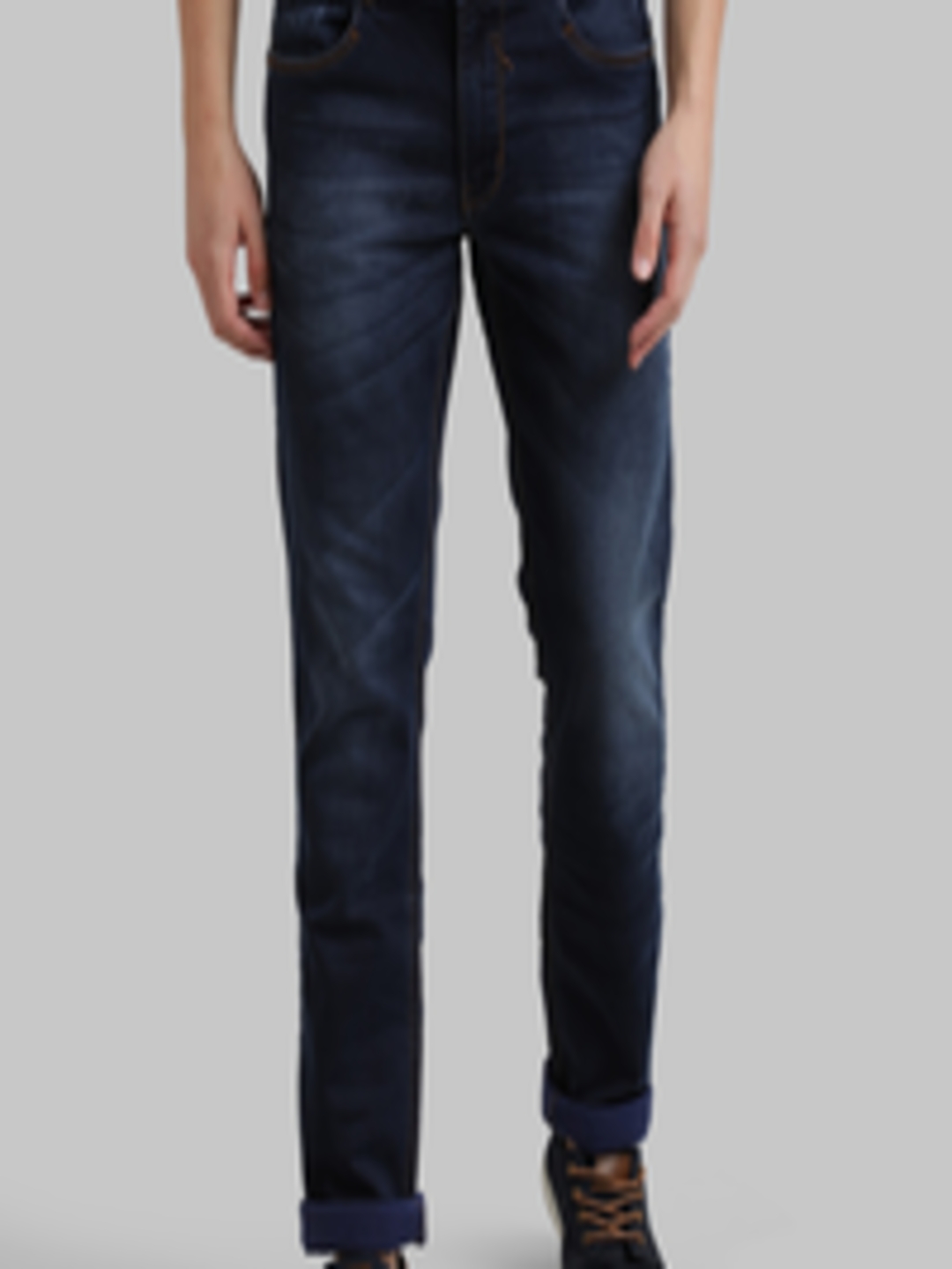 Buy Parx Men Navy Blue Regular Fit Mid Rise Clean Look Jeans - Jeans ...