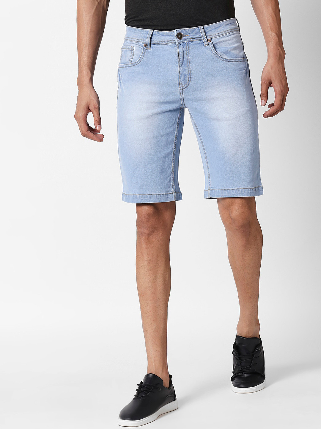 Buy High Star Men Blue Washed Regular Fit Denim Shorts Shorts for Men
