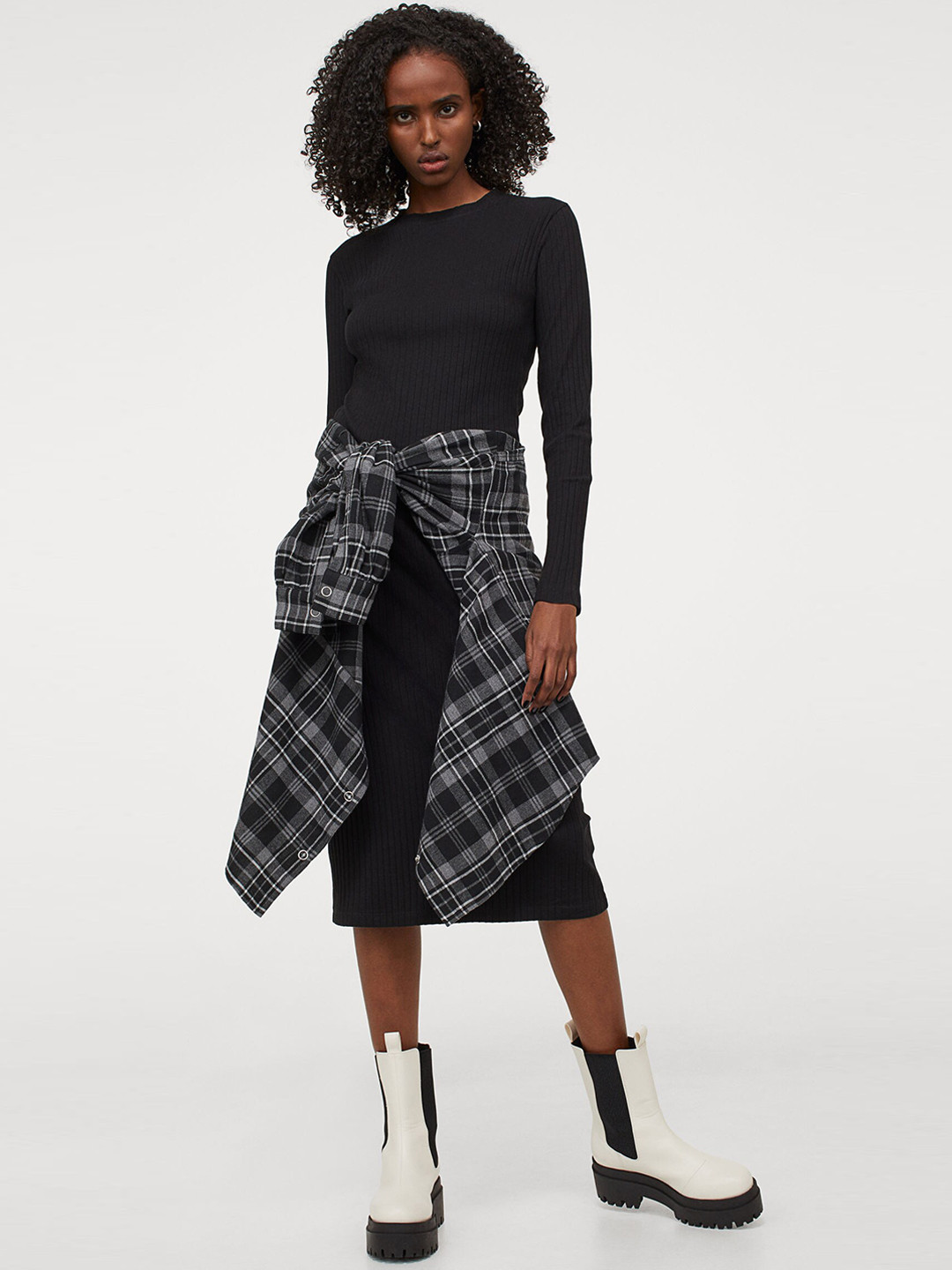 Buy H&M Women Black Rib Knit Dress Dresses for Women 13101286 Myntra