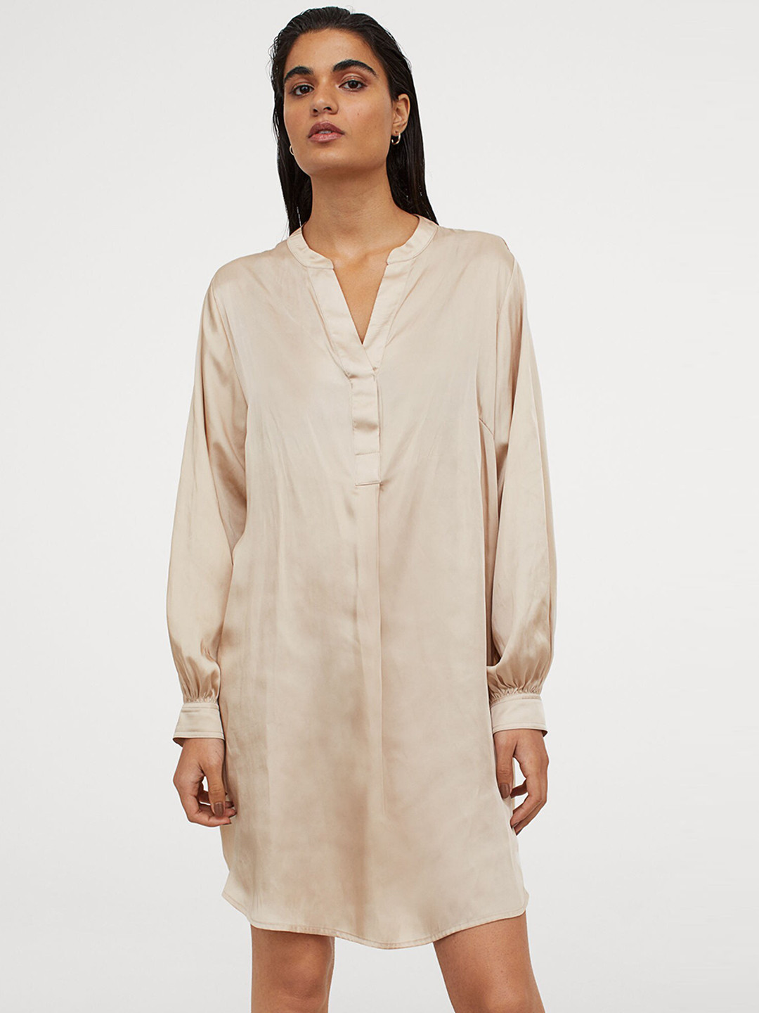 Buy H&M Women Beige V Neck Dress Dresses for Women 13101282 Myntra