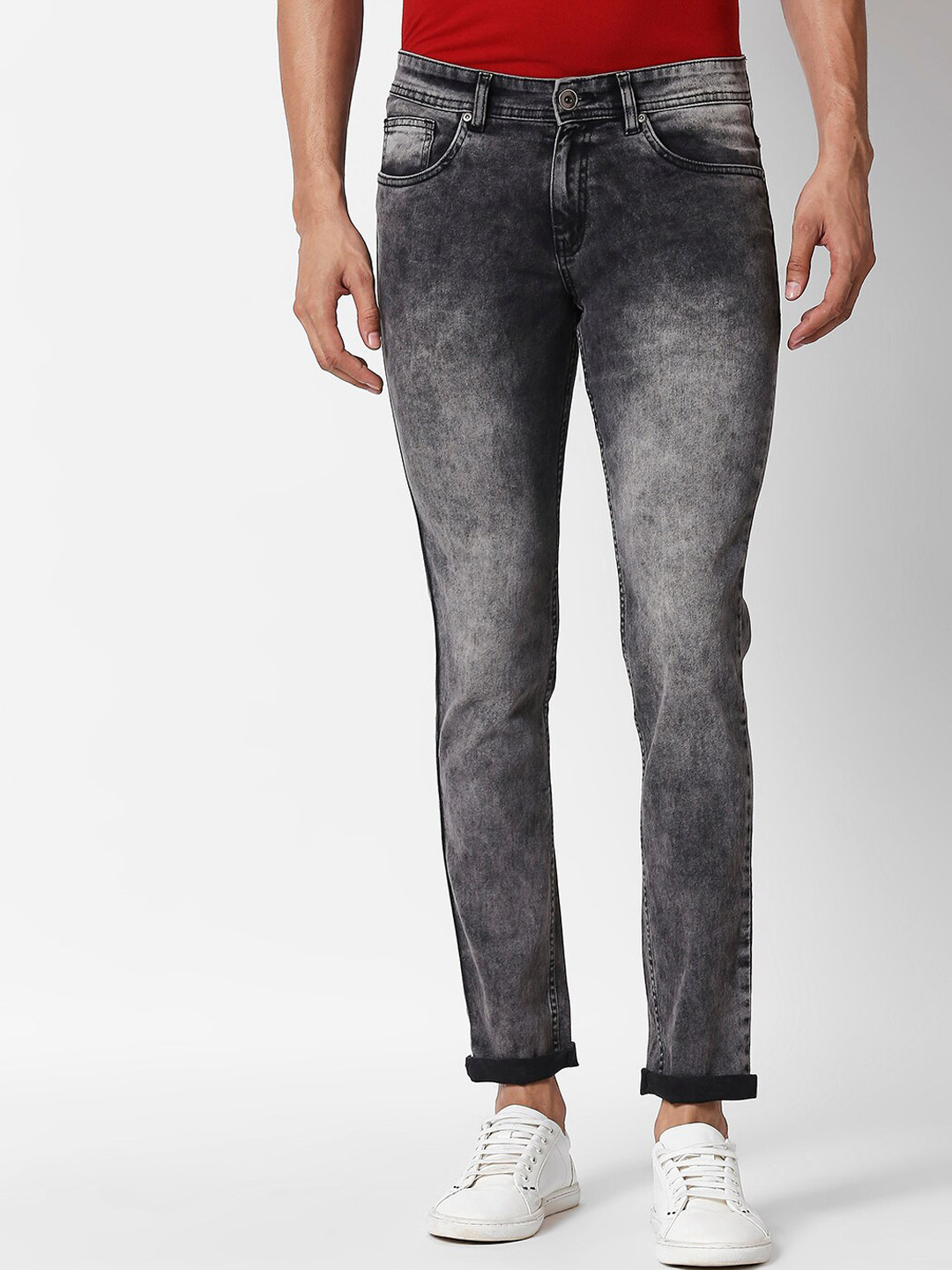 Buy High Star Men Plus Size Black Slim Fit Mid Rise Clean Look