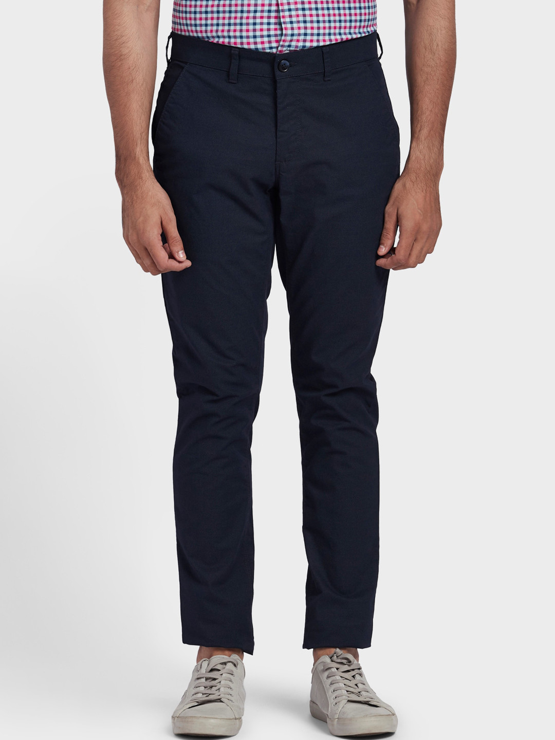 Buy ColorPlus Men Blue Regular Fit Solid Regular Trousers - Trousers ...