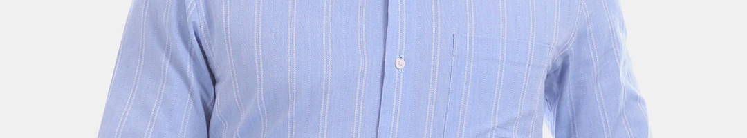 Buy Arrow Men Blue Slim Fit Striped Casual Shirt - Shirts for Men ...