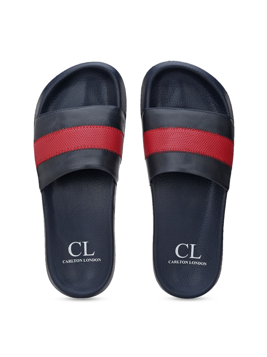 Buy Carlton London Men Navy Blue & Red Striped Sliders - Flip Flops for Men 13103026 | Myntra