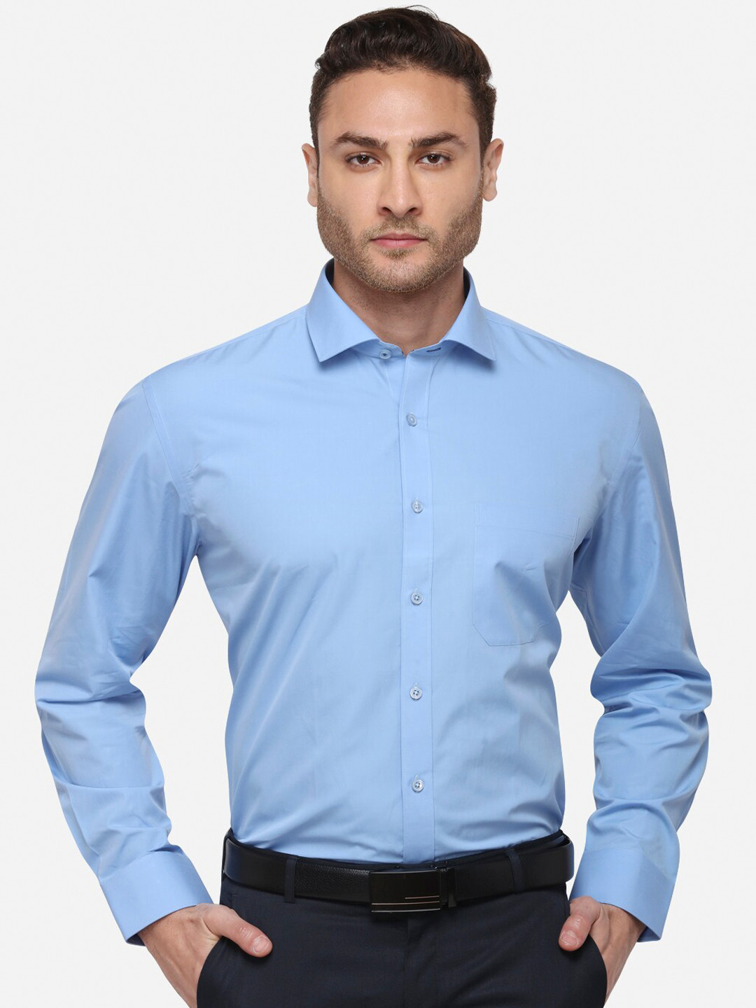 Buy JADE BLUE Men Blue Regular Fit Solid Formal Shirt Shirts for Men