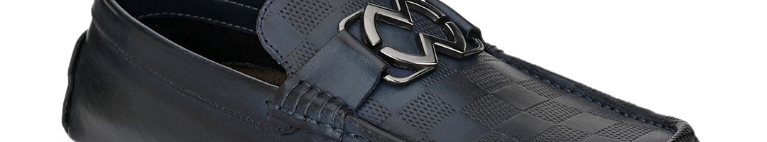 Buy San Frissco Men Navy Woven Design Leather Loafers - Formal Shoes ...