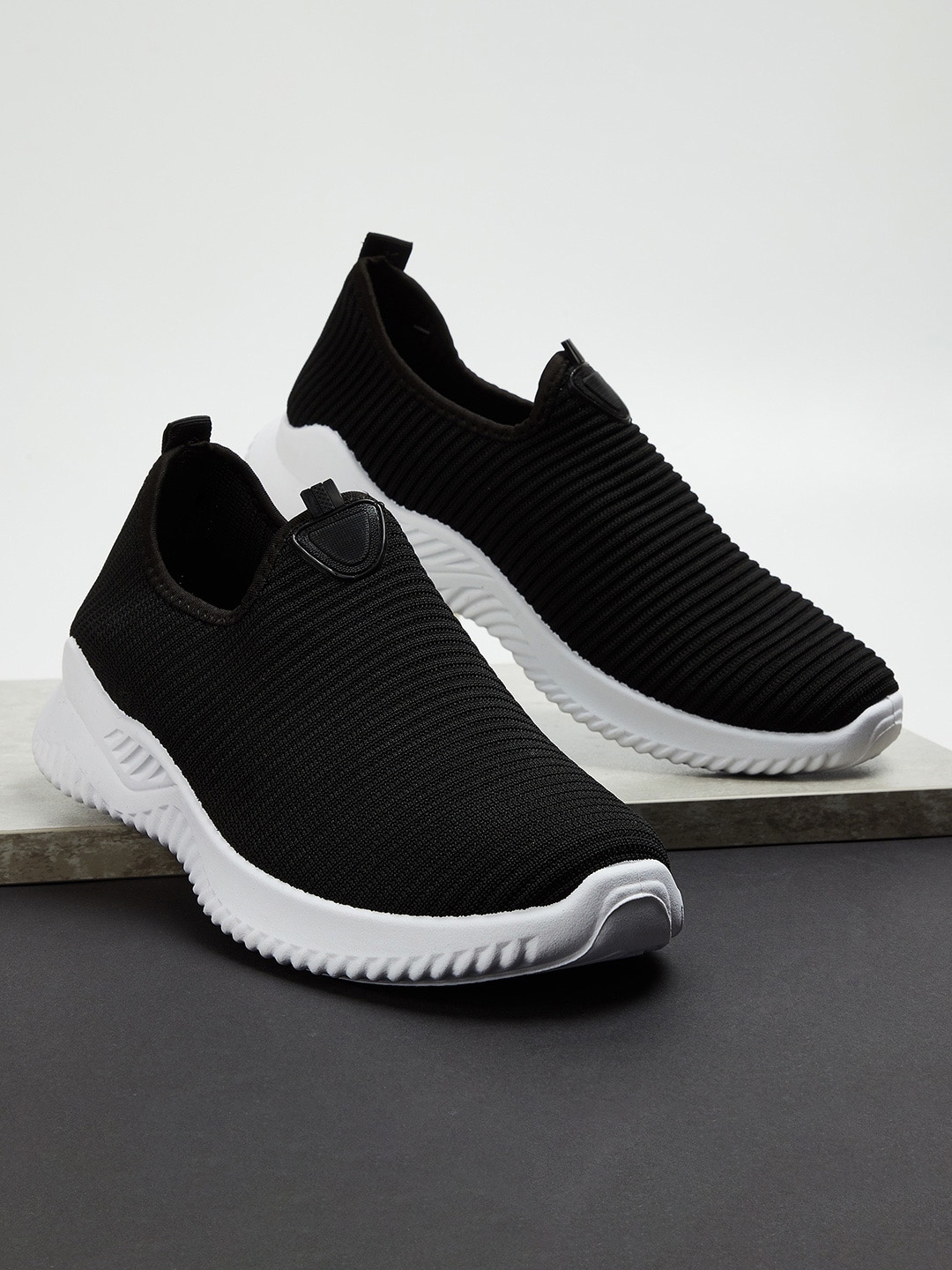 Buy Forca By Lifestyle Men Black Woven Design Slip On Sneakers - Casual ...