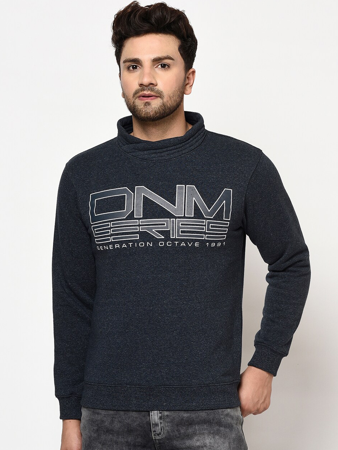 Buy Octave Men Charcoal Grey Printed Sweatshirt - Sweatshirts for Men ...