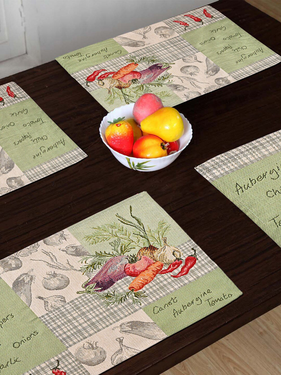 Buy AVI Living Green Set Of 4 Jaquard Woven Vege Dining Table Mats Table Placemats for Unisex