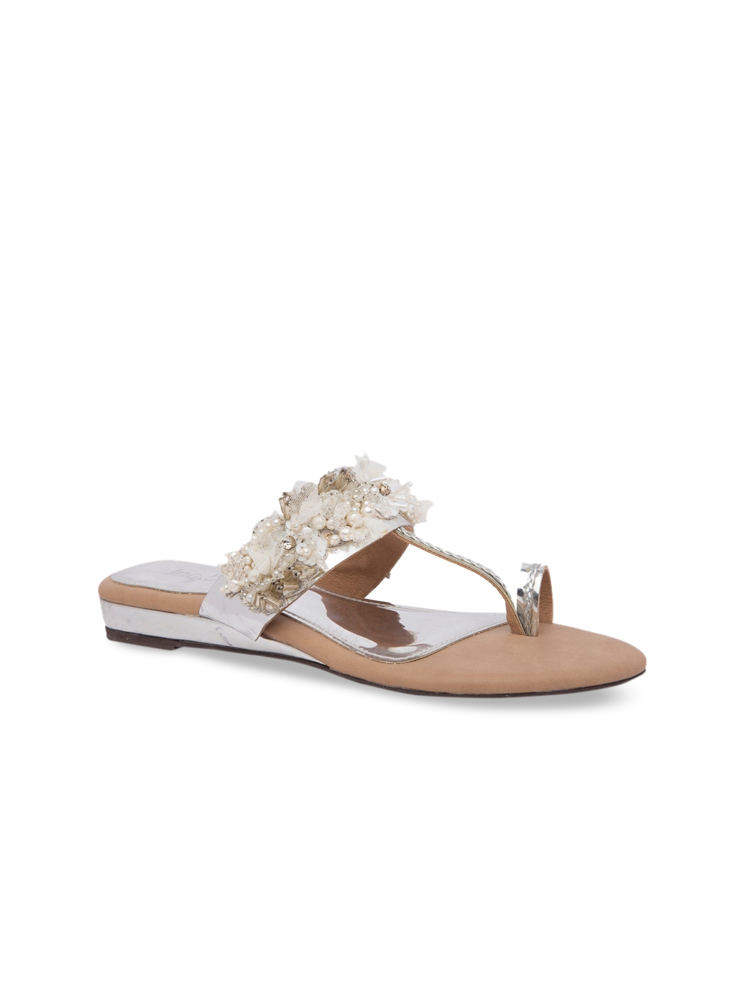 silver t strap flats