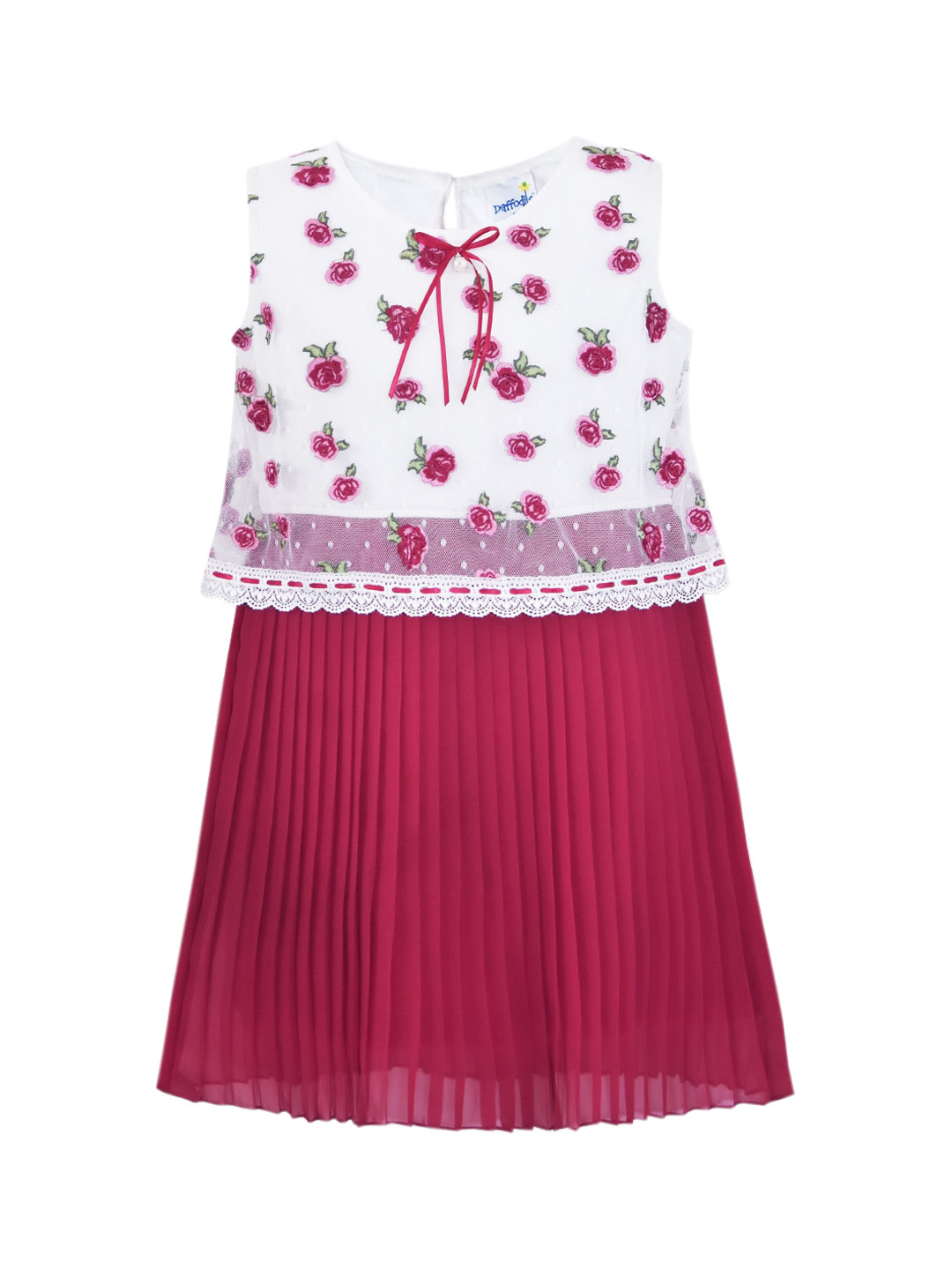 Buy Daffodils GIRLS WEAR Girls White & Pink Floral Printed Fit & Flare