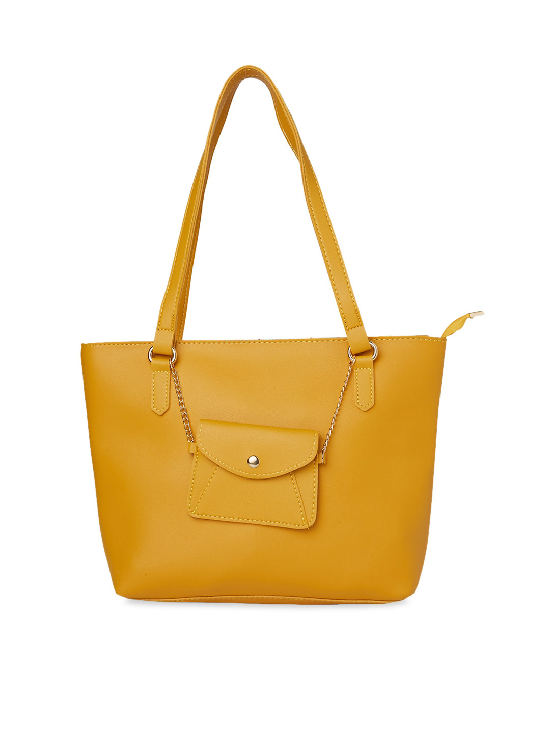 Buy Globus Mustard Yellow Solid Tote Bag Handbags for Women 12895954