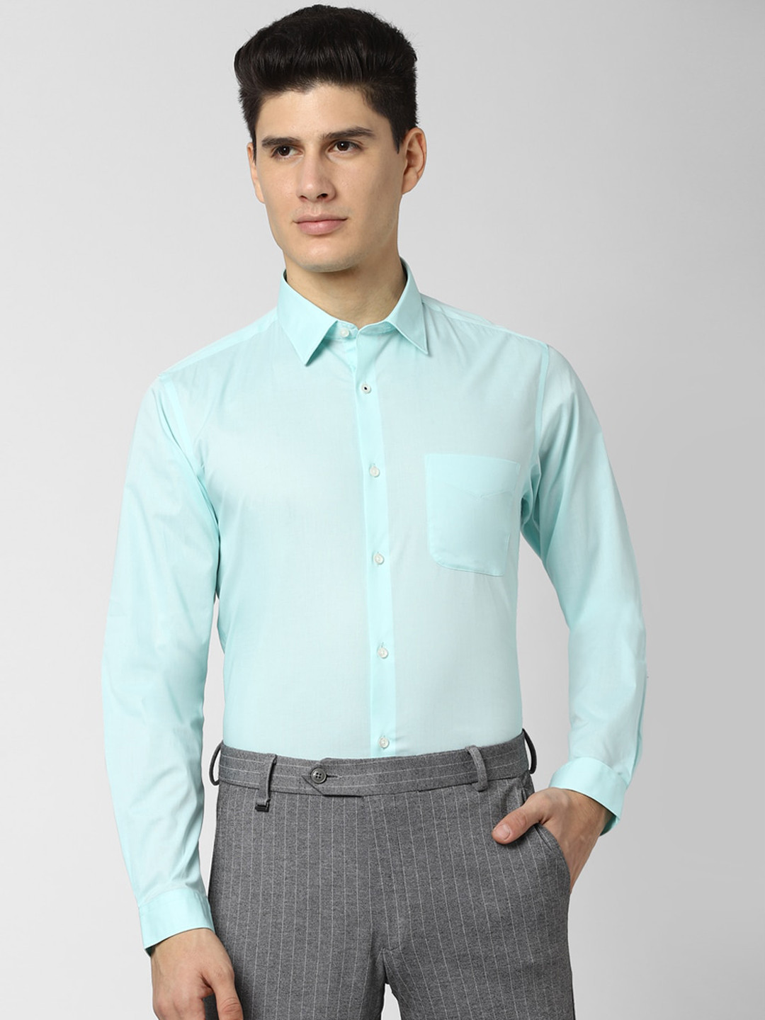 Buy Peter England Men Turquoise Blue Slim Fit Solid Formal Shirt